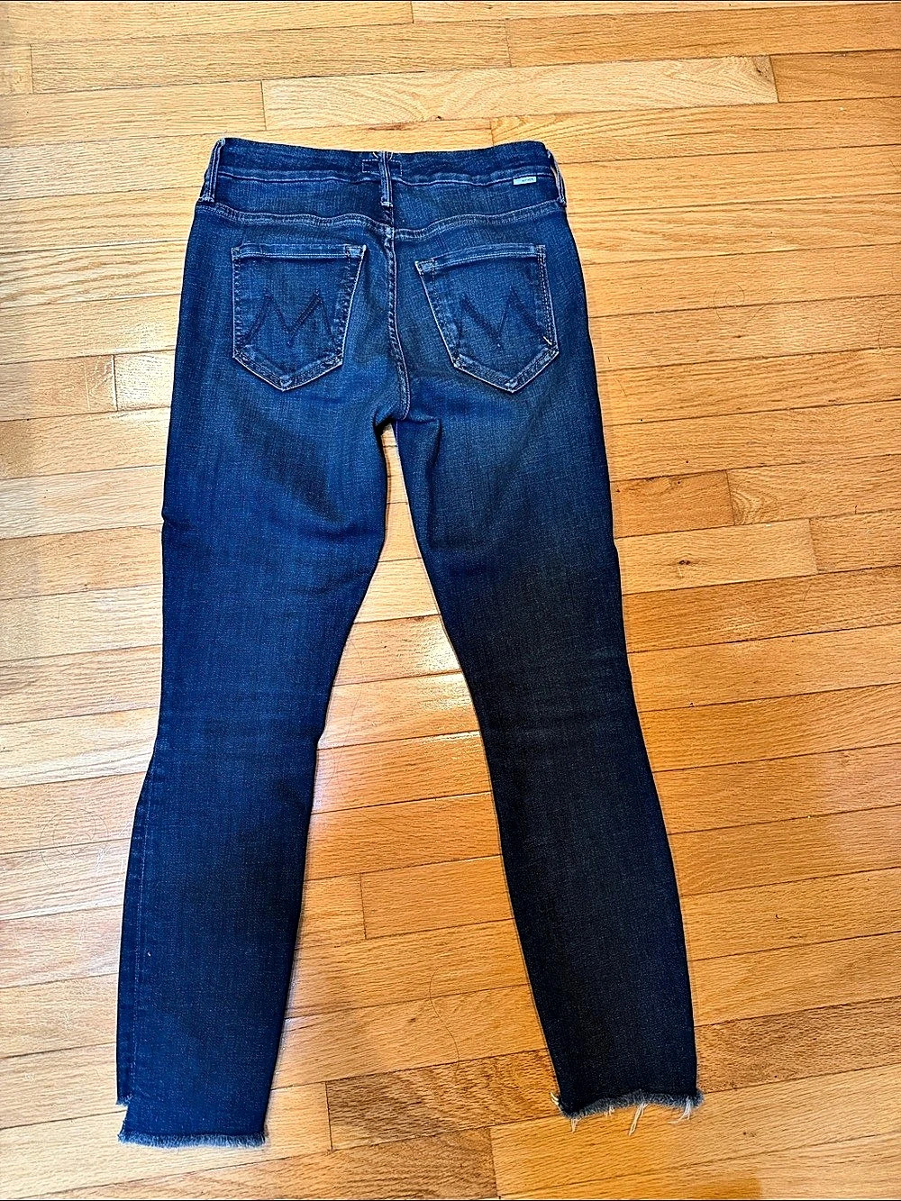 MOTHER The Looker Ankle Fray Blue Skinny Jeans